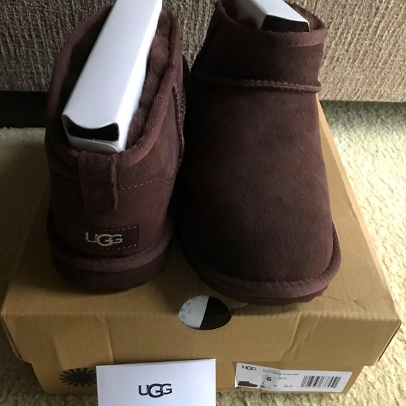 Authentic New Ugg Ultra Mini Boots Kids’ 6 (Women’s 7.5) HTF Burnt Cedar (Brown) - Picture 2 of 7